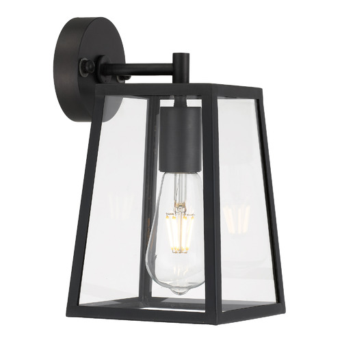 Black and brass outdoor store wall light